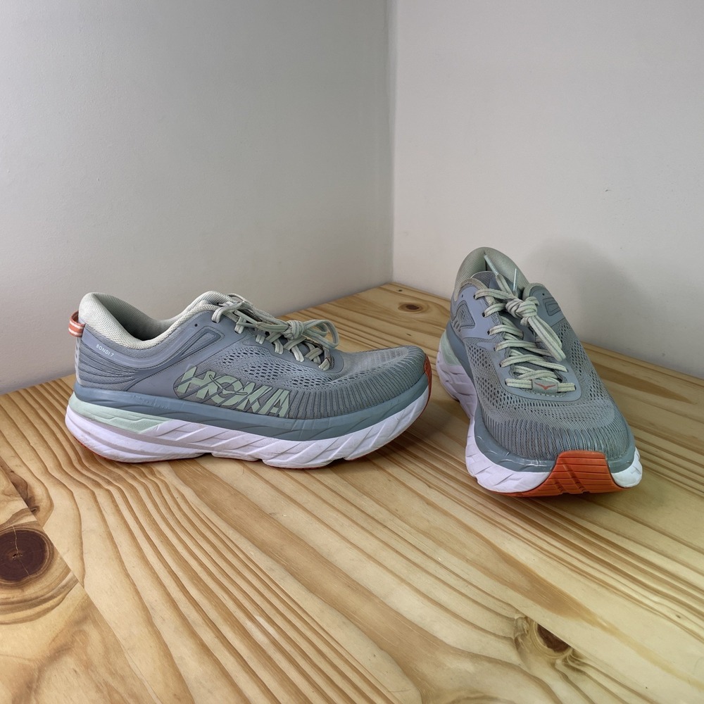 Hoka One One Sneakers Womens 9.5 Bondi 7 1110519 BFBG Blue Running Shoes
